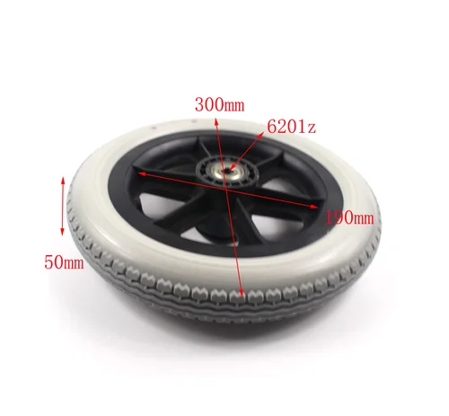 Imagen 2 del producto Tamaño 12 1/2x2 1/4 rueda sólida piezas de silla de ruedas rueda trasera 12 pulgadas PU neumático inflado rueda libre rueda trasera de silla de ruedas Manual