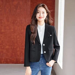 Spring 2024 New female Korean Small Suit coat Women Temperament Professional Black Slim Fit Suit Versatile Short Slim blazers