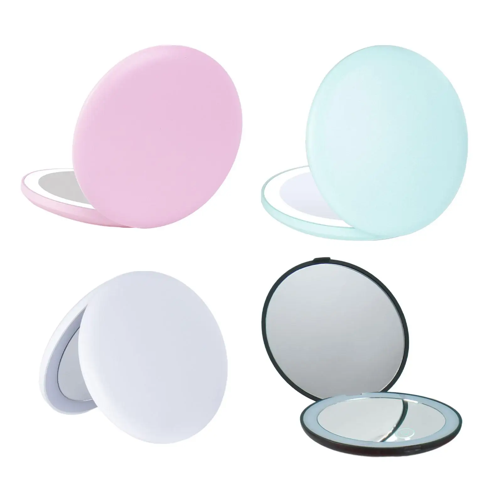 Lighted Travel Makeup Mirror Rechargeable 2x Magnifying Portable LED Compact Mirror for Handbag Purse Pocket Travel Women Girls