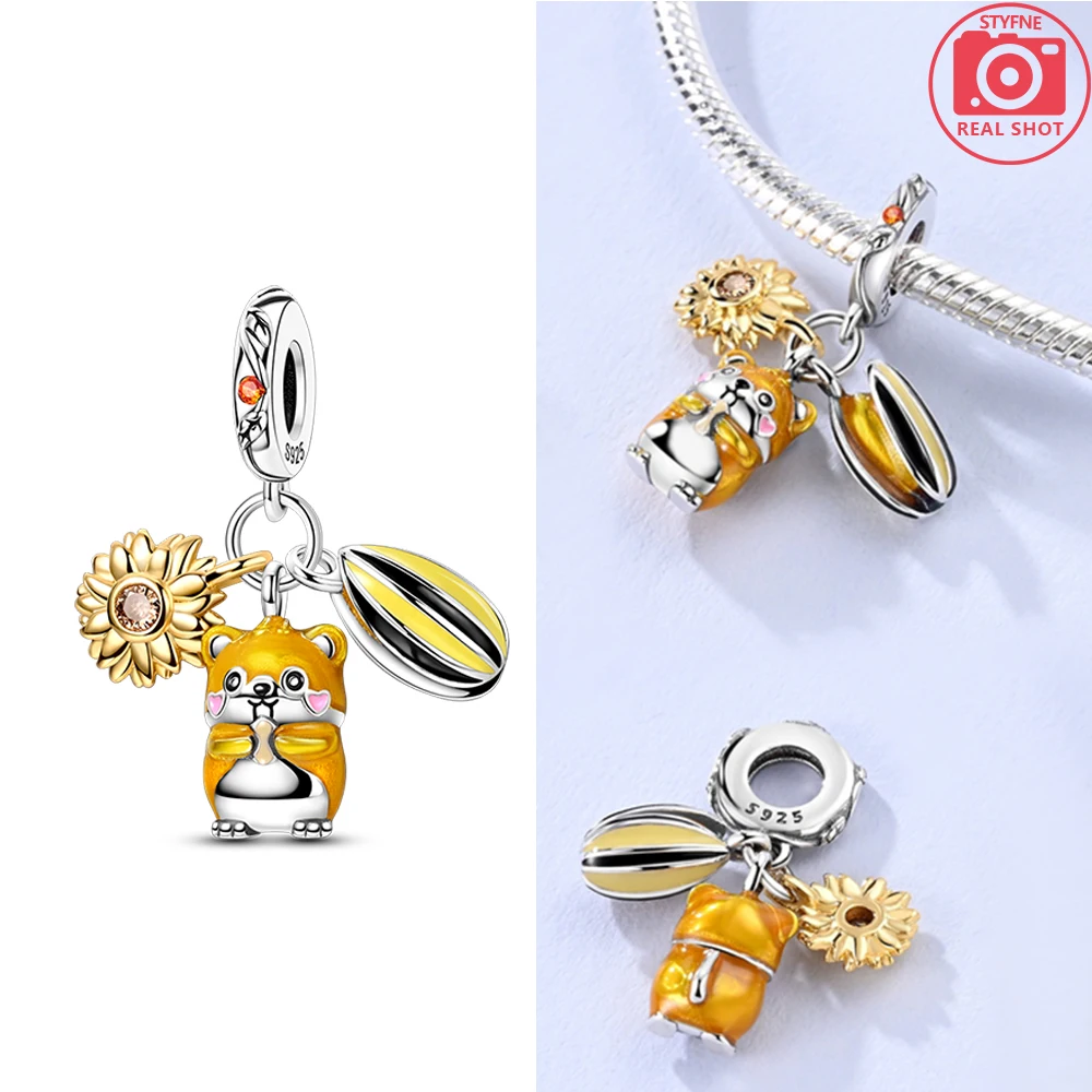 Hamster Sunflower Seed Pendant Silver Colors for Charms Silver Colors Original Bracelet for Jewelry Making