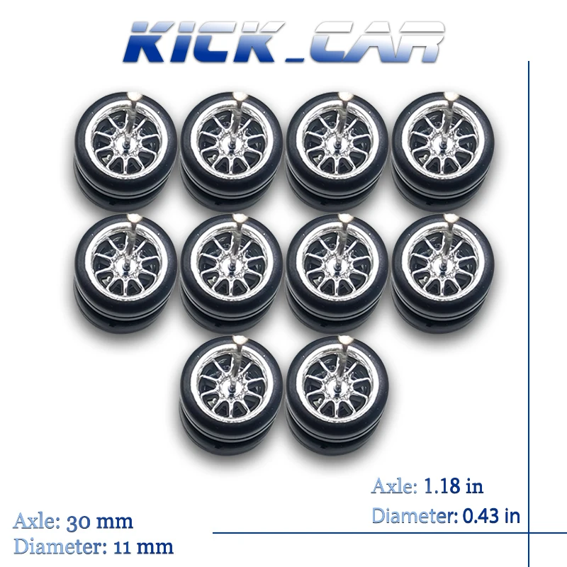 KicarMod 1/64 Wheels Tires Toy Parts Electroplated Color from CE28 TE37 Advan for Hot Wheels Hobby Modified Parts 5 set/pack