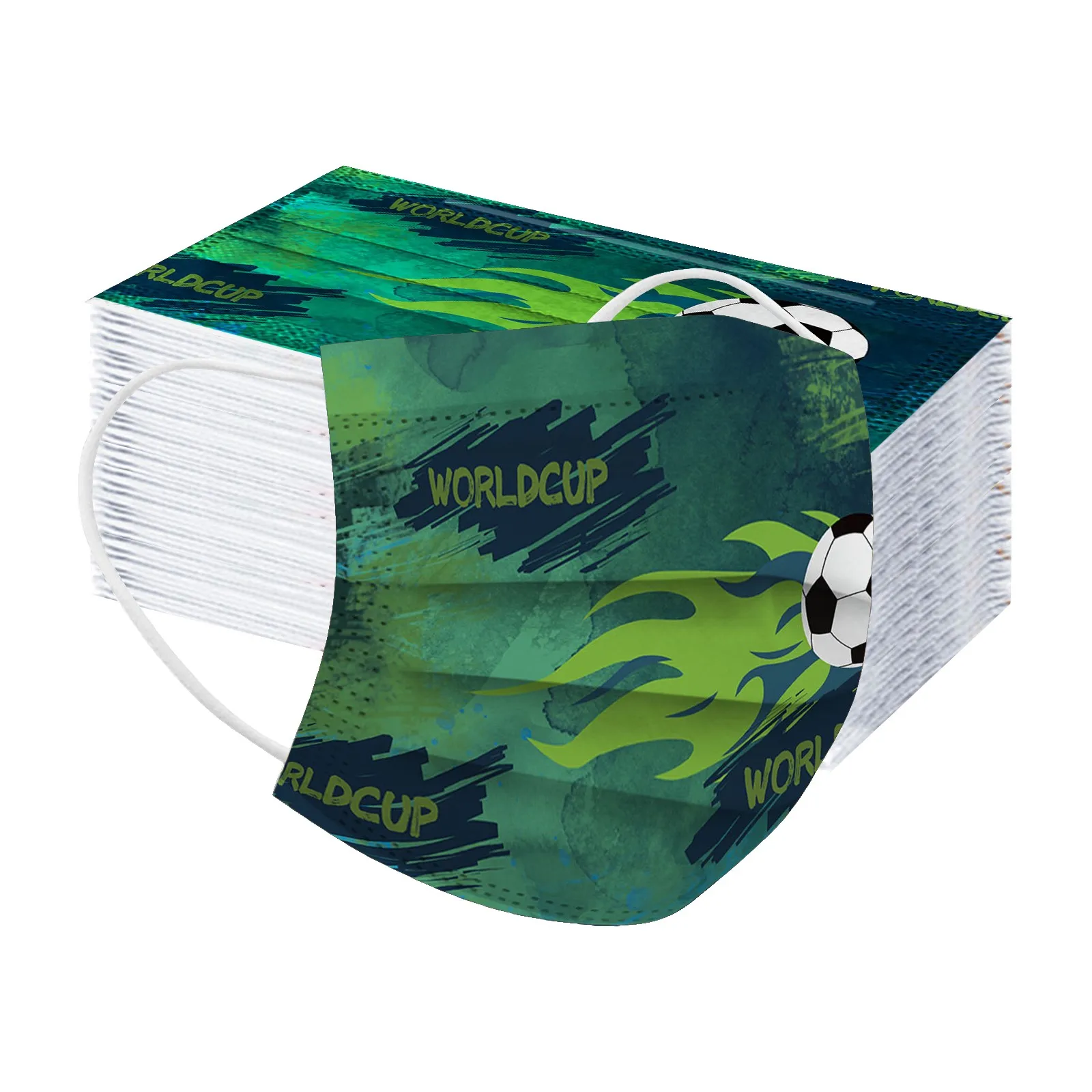 50pcs Disposable Children's Face Masks Fashion Football Theme Print Masks Kids Outdoor Dust-Proof Soft Breathable 3 Ply Mask
