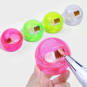 Caja de limpieza de cepillo para taladro de uñas, alambre de cobre suave y duro, elimina el polvo, cabezal de molienda, brocas de perforación para decoración de uñas, herramienta limpiadora de cuidado, 1 ud.