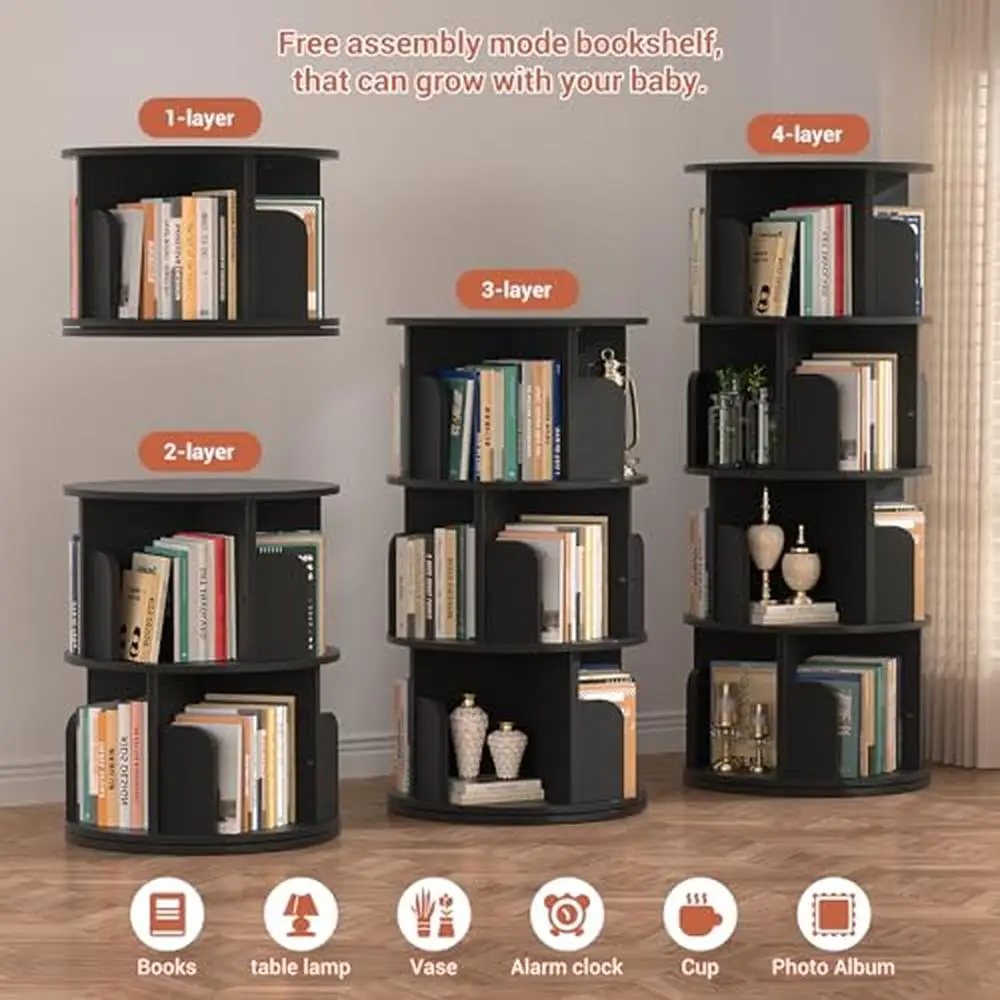 Eck bücherregal 4-stufiges Display-Lager regal mit drehbarem Bücherregal aus Holz