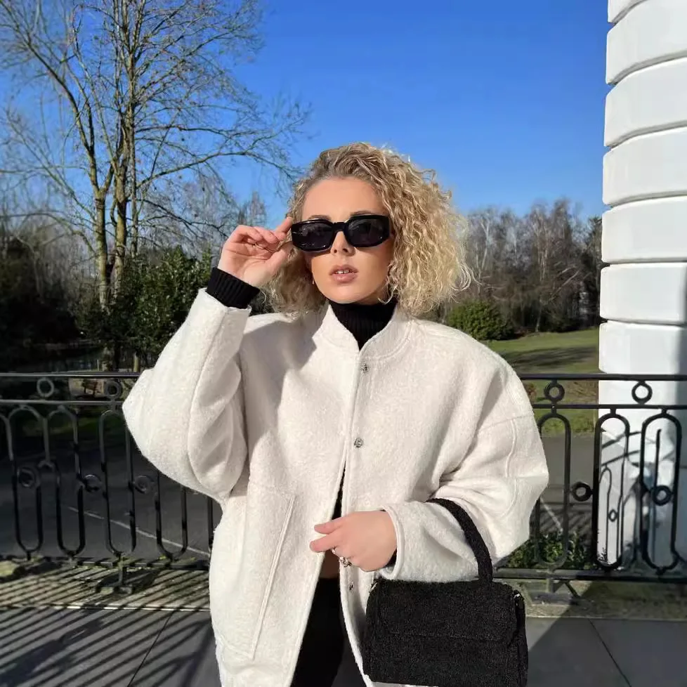 Winter New Fashion Women's Euro-American Style Coat - Loose Casual Stand Collar Street Fashion Outerwear with Hidden Buttons