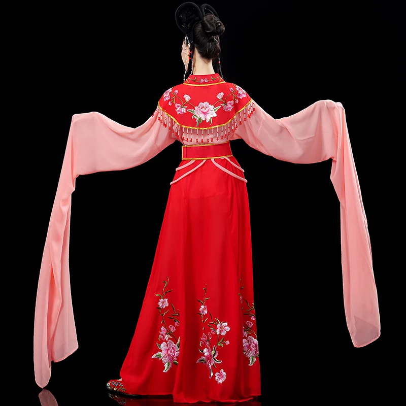 Ancient costume, Yue opera, Chinese style, pretty flower and dan opera, water sleeved yellow plum opera costume, ancient lady co