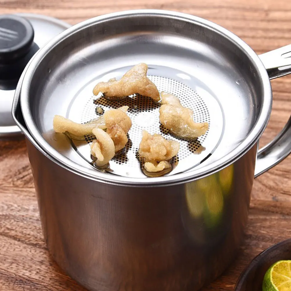 

Stainless Steel Cooking Oil Strainer Pot Fine Mesh Filter Oil Storage Container Grease Jar Bacon Grease Saver