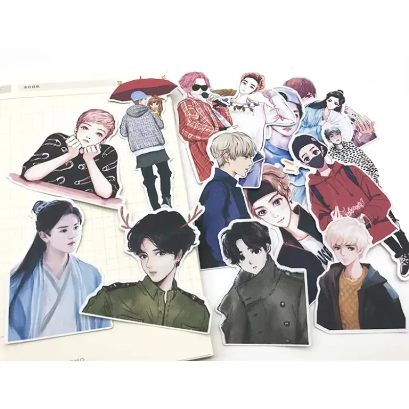 17pcs Creative Cute Kawaii Self-made Boys Luhan Hand Painted Star Man Scrapbooking Stickers/decorative /DIY Craft Photo Albums