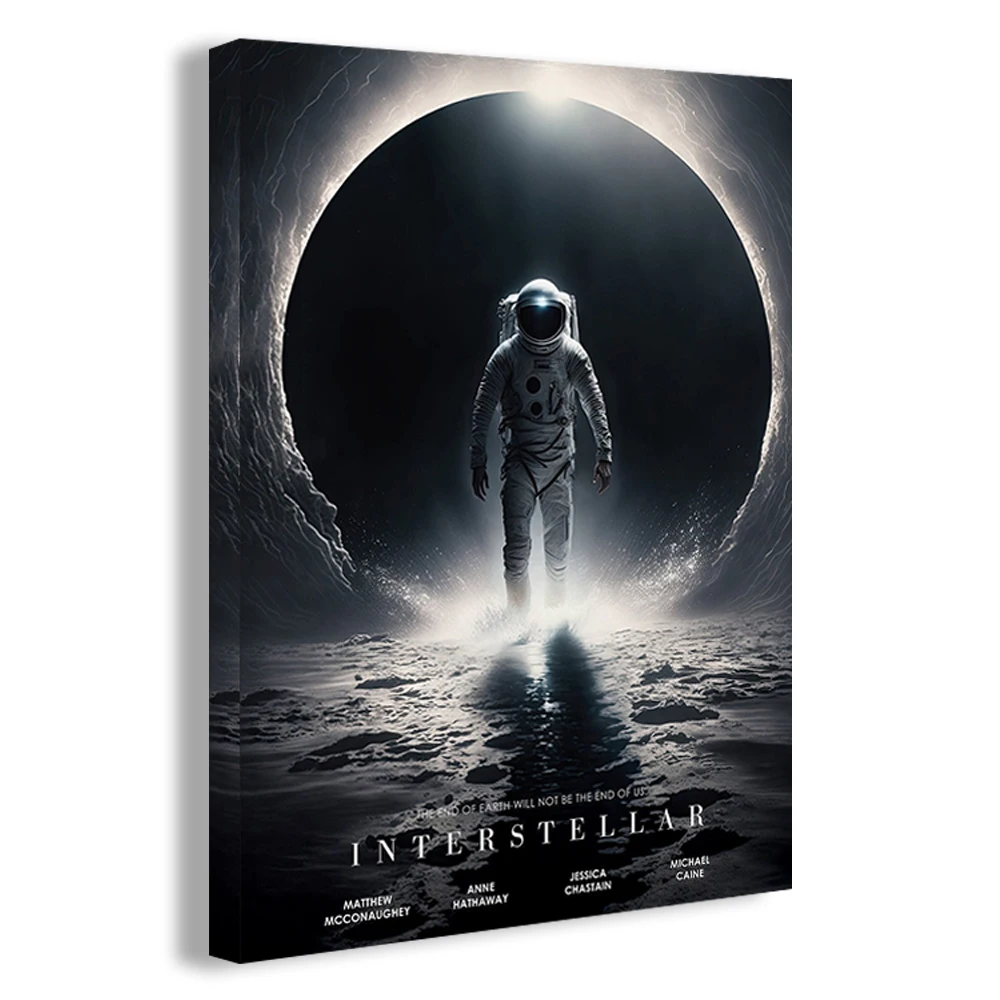 Interstellar Movie Poster Astronaut Outer Space Canvas Wall Art Print Mural Home Decor Movie Lover Gift Unframed