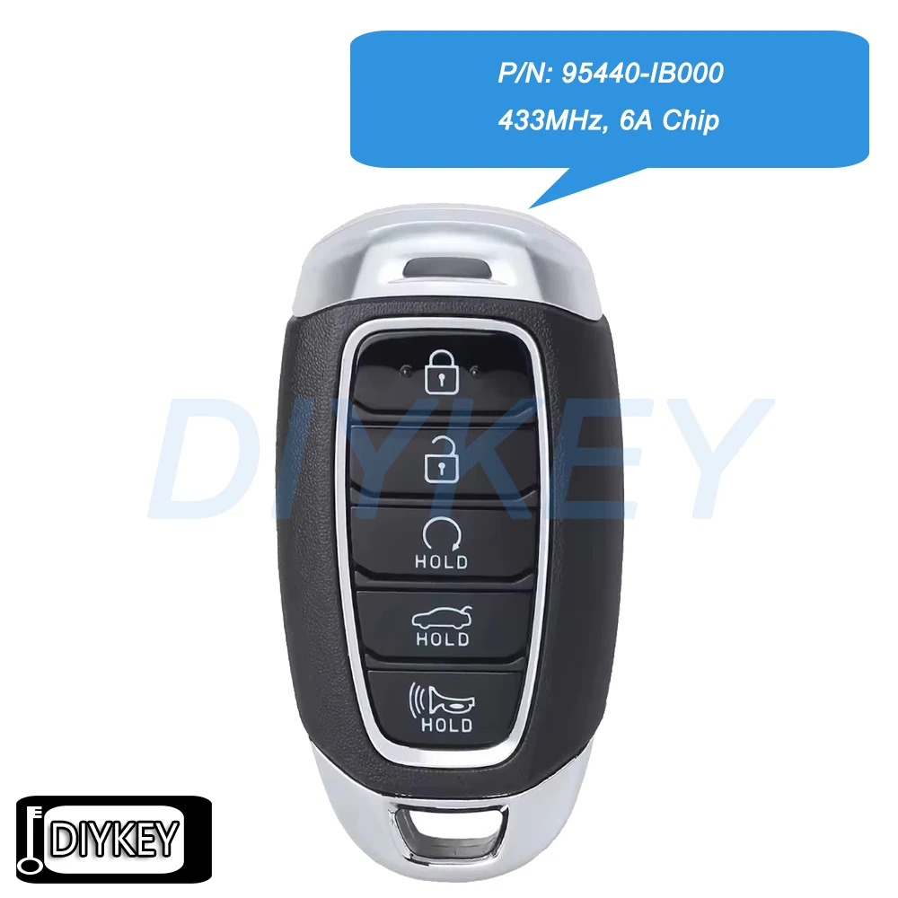 5 Buttons Smart Remote Car Key Fob 433MHz 6A Chip for Hyundai Elantra Avante 2021 2022 2023 P/N: 95440-IB000