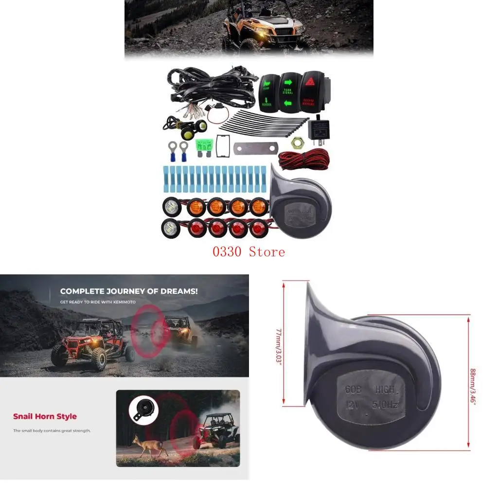 

Warning Light RockerSwitch with Reverse Lights Flasher RelayFuse for ATV SXS