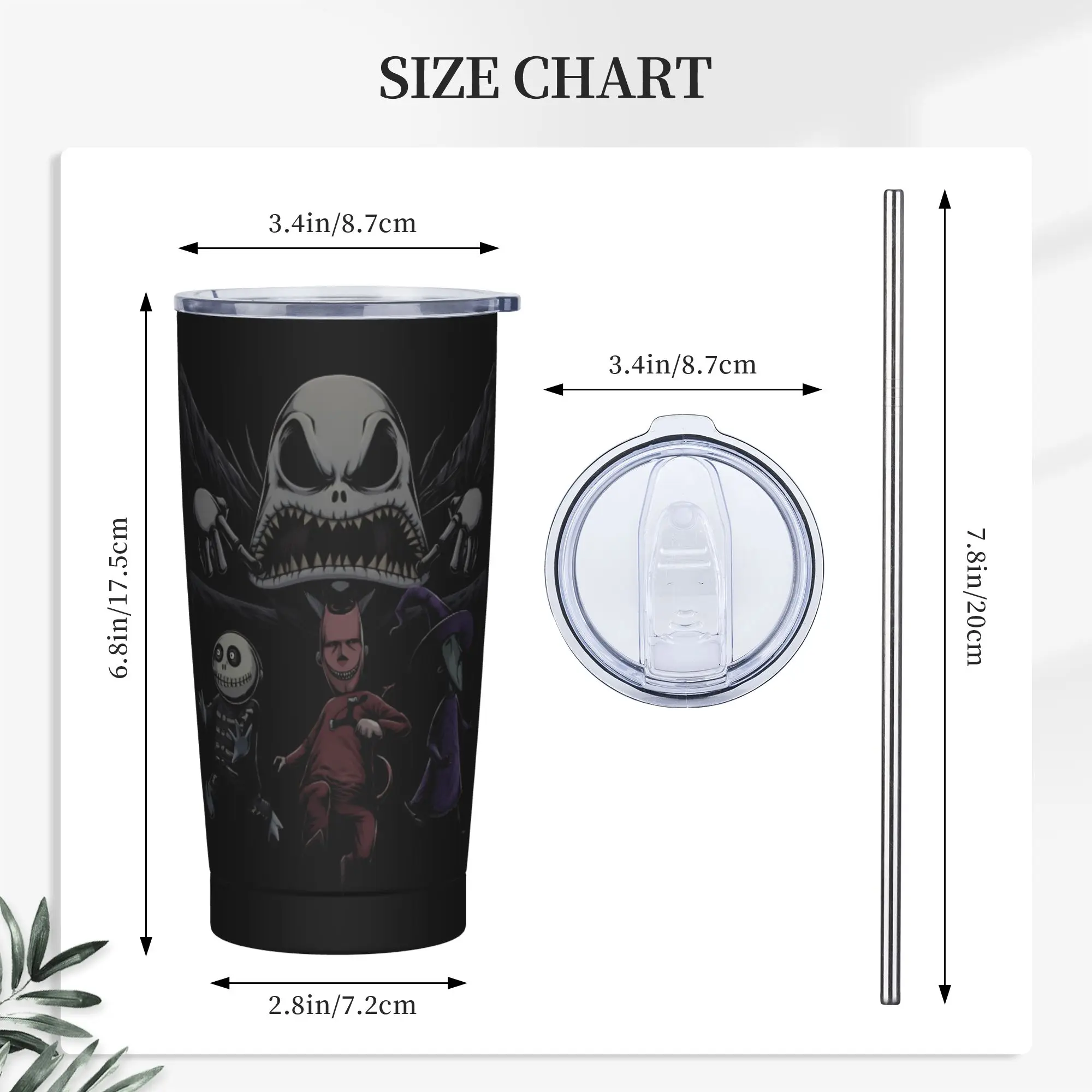 

Nightmare Before Christmas Jack Large Capacity Stainless Steel Tumbler With Straws Lid Thermal Driving Car Mug Hot Drinks Bottle
