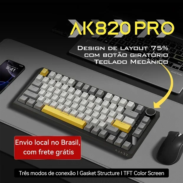 Teclado Mecânico AJAZZ AK820 / AK820 Pro com 82 Teclas para Gamers, Teclado para Laptop e PC, Frete Grátis para Envio Local do Brasil
