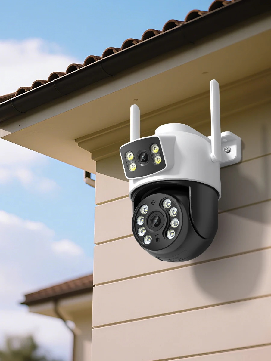 كاميرا iCSee Wifi PTZ خارجية 5K 10MP HD عدسة مزدوجة الأمن IP 4K 8MP AI تتبع ONVIF CCTV كاميرا مراقبة واي فاي
