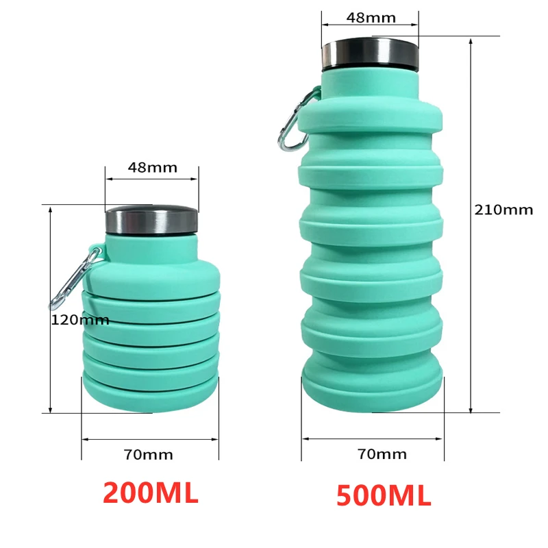 500ML Portable Silicone Water Bottle Retractable Folding Coffee Bottle Cups E Outdoor Travel Tools Collapsible Sport Bottles