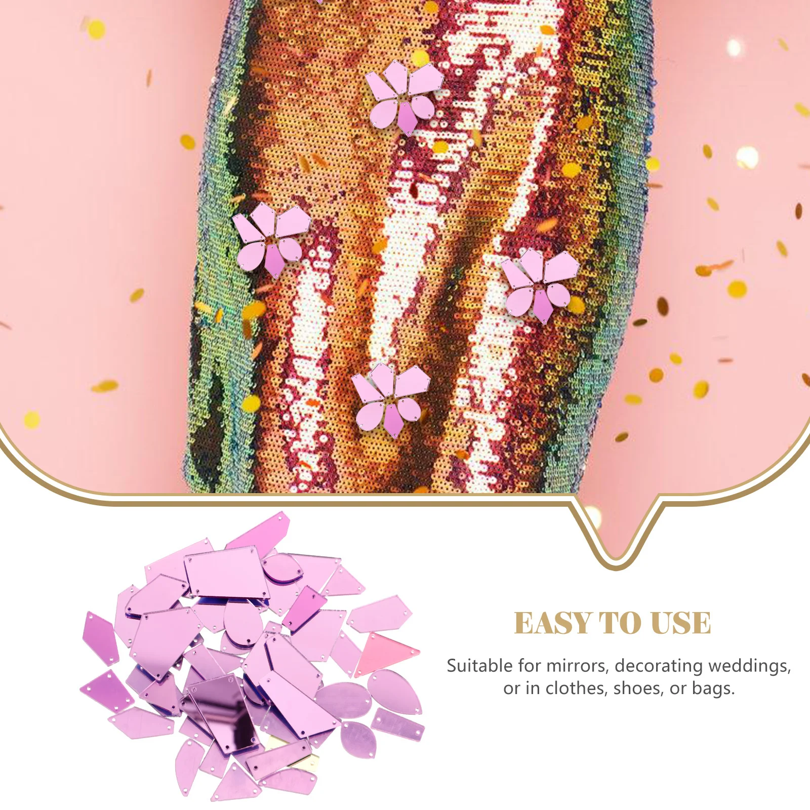 

50pcs Mirror Rhinestone Accessories Acrylic Sew On Pieces For Diy Clothing Crafts Handmade Decorative Applique Sewing