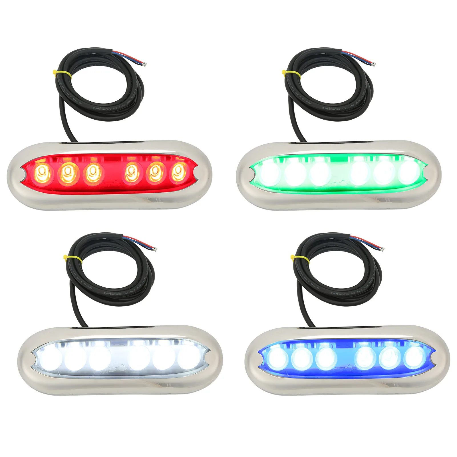 12V to 24V Boat Underwater Light 6 LED Lamp Beads IP68 Waterproof Strong Sealing for Ships Yachts Motorboats