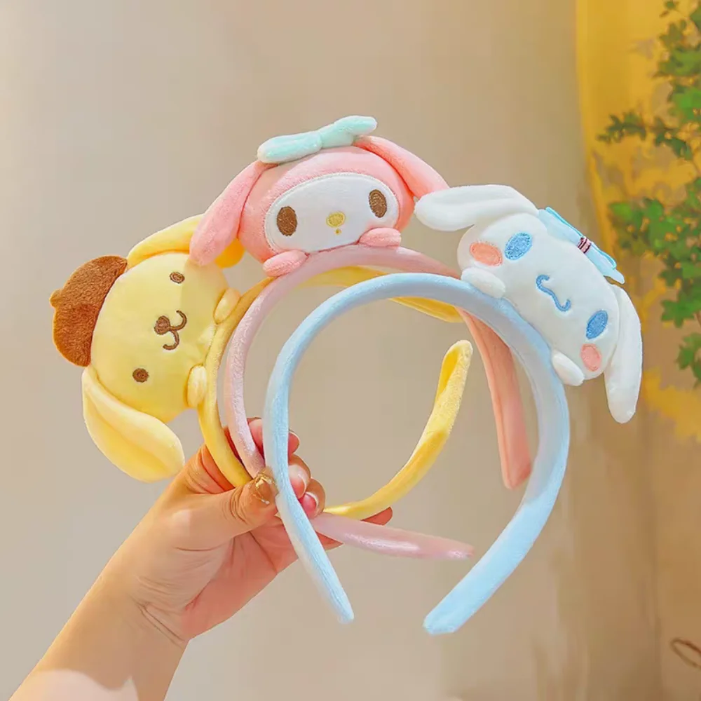 

Sanrio Melody Kuromi Cartoon Plush Hairband Cute Cinnamoroll Suitable For Women Facial Cleansing Makeup Girl Decorative Headband