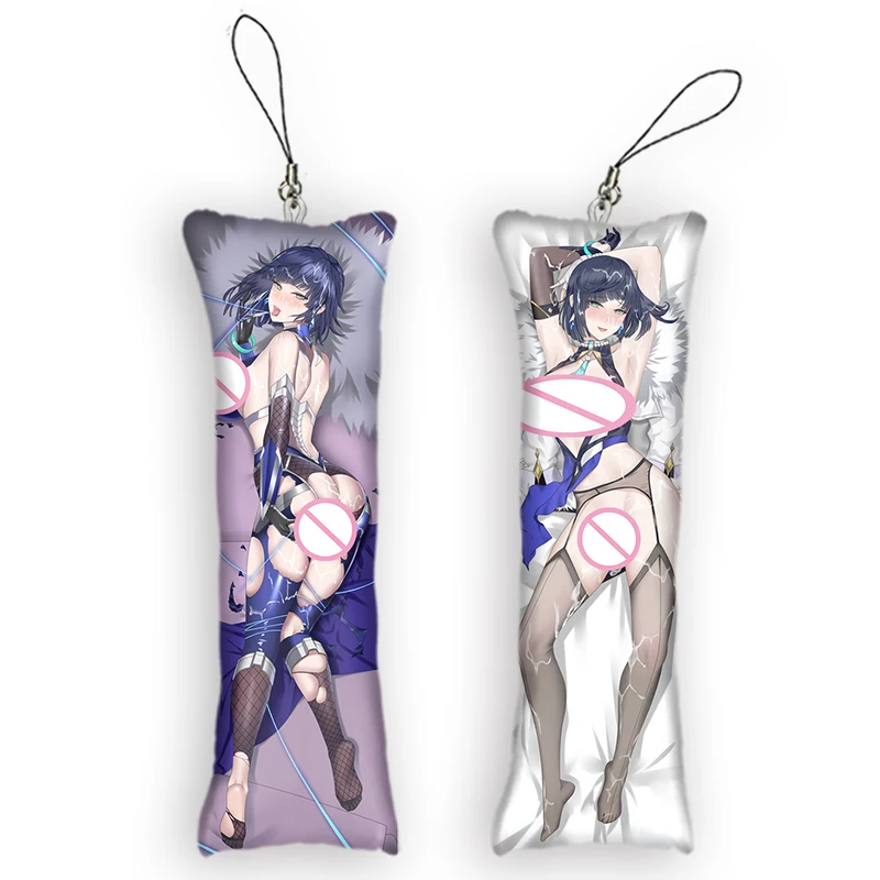 Hot Game Genshin Impact Yelan Mini Body Pillow Keychains Cute Small Dakimakura Anime Genshin Pendants Hanging Ornament Custom