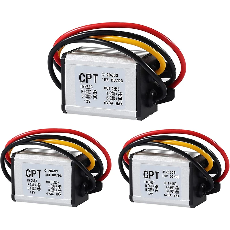 3PCS 12v to 5v Waterproof Step Down Buck Converter DC Voltage Regulator Board Power Supply Module, DC 6.3-22V 12 V to 5 V 3A 15W