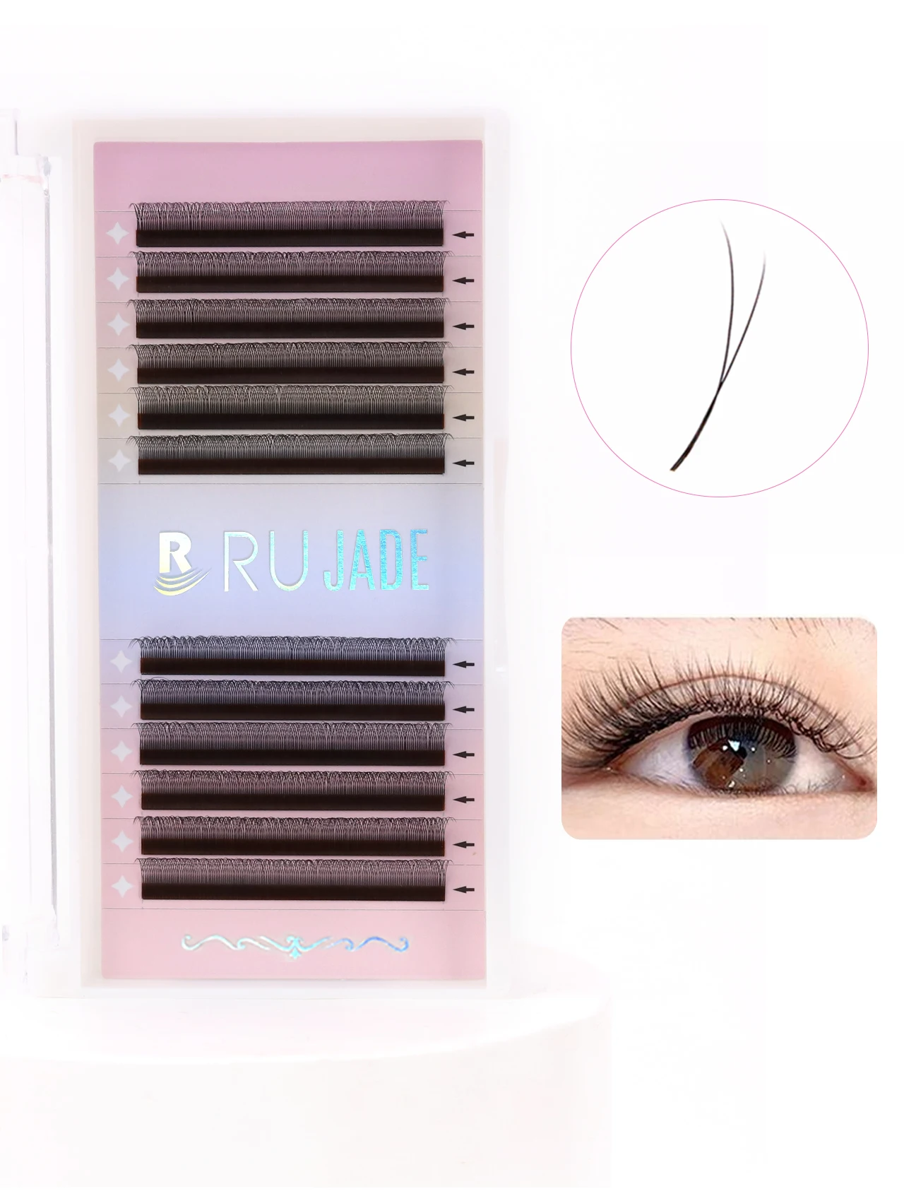 RUJADE 2D Y-förmige Wimpernverlängerung, schwarz, ultradünn, Y-Wimpern, leicht, natürlich, vorgefertigte Fächer, Einzelspitze, 2D Y-Wimpernverlängerung – Detail 6