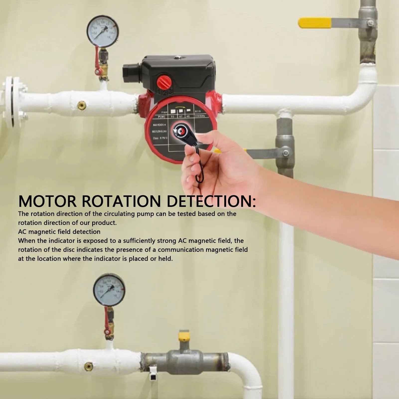 Solenoid Tester Solenoid Tester Portable AC Magnetic Field Detection Tool AC Detector Rotation Tester for Circulating Pumps