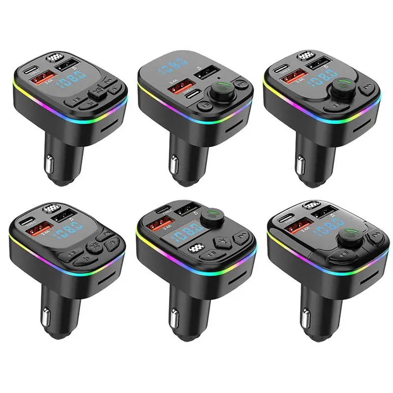 FM Transmitter for Car LED Display Car MP3 Player Wireless FM Transmitter 5.0 USB C Car Charger Multifunctional Car Radio Music