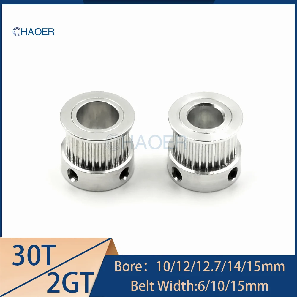 

2GT 30 Teeth Timing Pulley Bore 10/12/12.7/14/15mm For GT2 Open Synchronous Belt Width 6/10/15mm 30Teeth Small Backlash Wheel