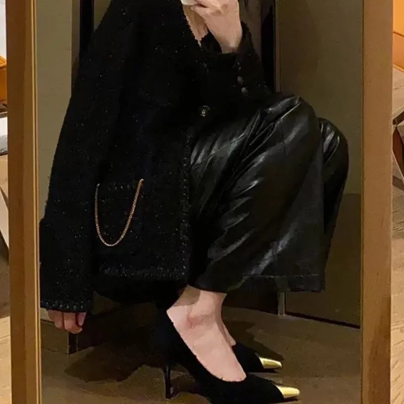 New Metal Pointed Toe Pumps Women Sexy Stiletto High Heels Women Slip-On Fashion Party Dress Shoes Women zapatos de mujer