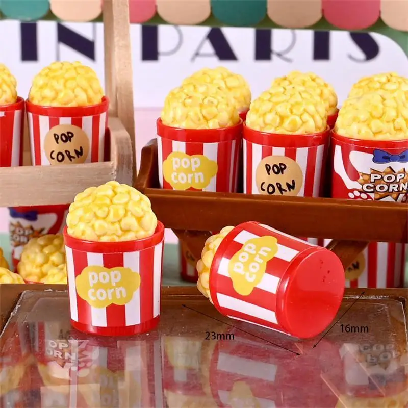 10PCS Dollhouse Miniature Simulation Popcorn Bucket Model Micro Landscape Ornaments Doll House Accessories Kids Pretend Toy Gift