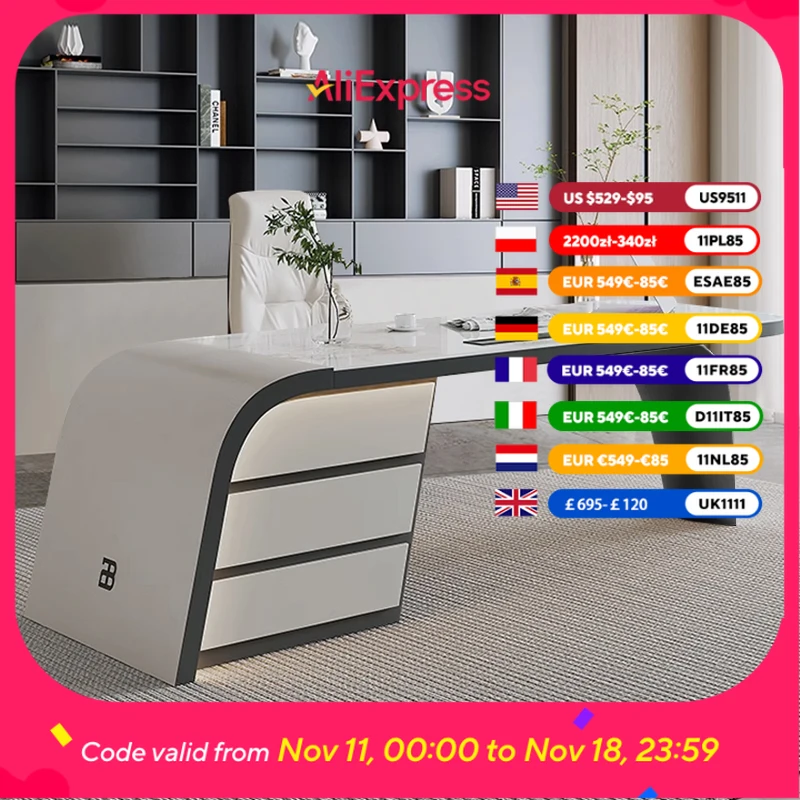 

Дизайнерский настольный офисный стол, большой органайзер для хранения, белые компьютерные столы, ящики, роскошная мебель Mesa Para Computador