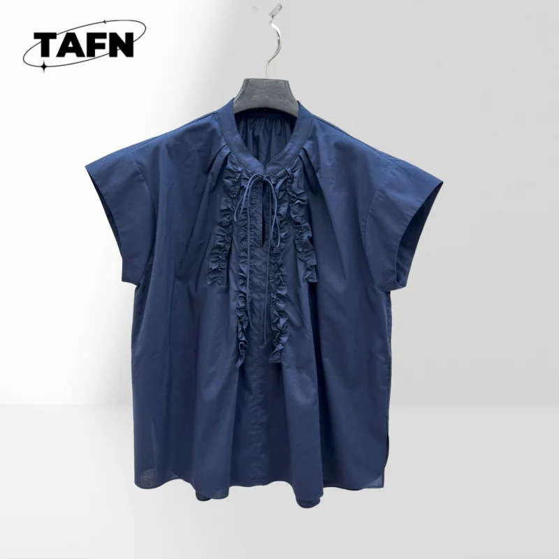 

Fungus Lace Strip Flying Sleeve Lining Temperament Vacation Style Loose Design Three-Dimensional Lace-up High Street AG2210
