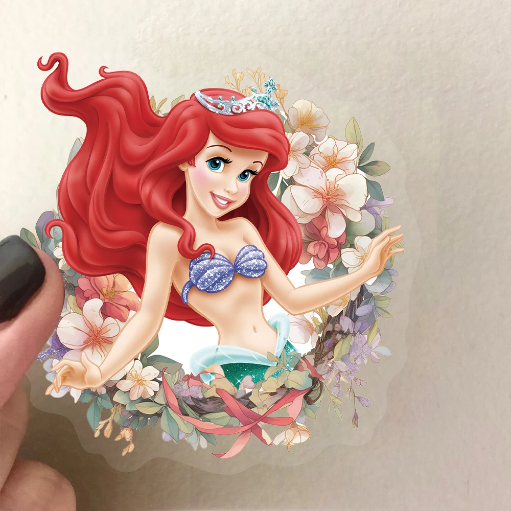 50 Stück Disney Prinzessin Ariel Schneewittchen Blumen Aufkleber DIY Handyhülle Material Handbuch Wasserbecher Pflanze Transparente PET-Aufkleber