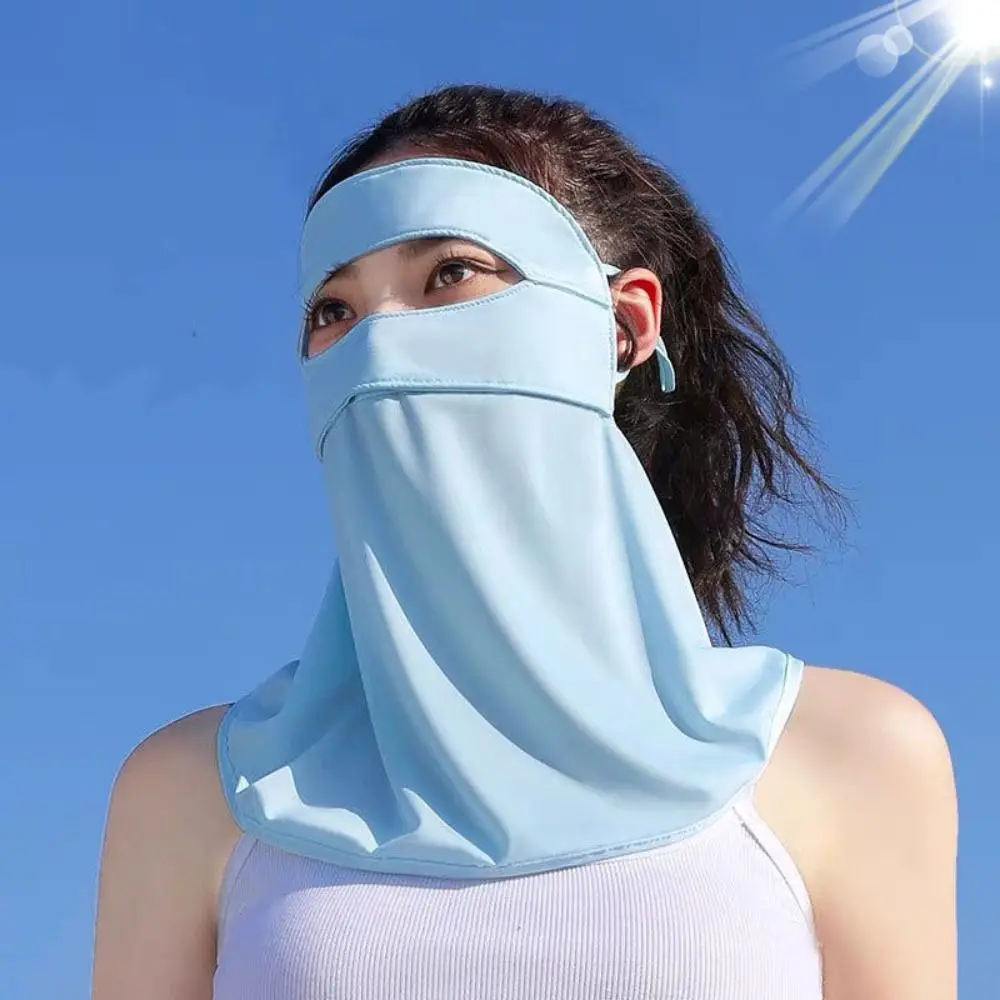 Sombrilla de verano, velo protector solar de cara completa UPF 50+, cubierta facial de seda de hielo transpirable, Anti UV, cubierta envolvente para el cuello al aire libre para mujer/hombre
