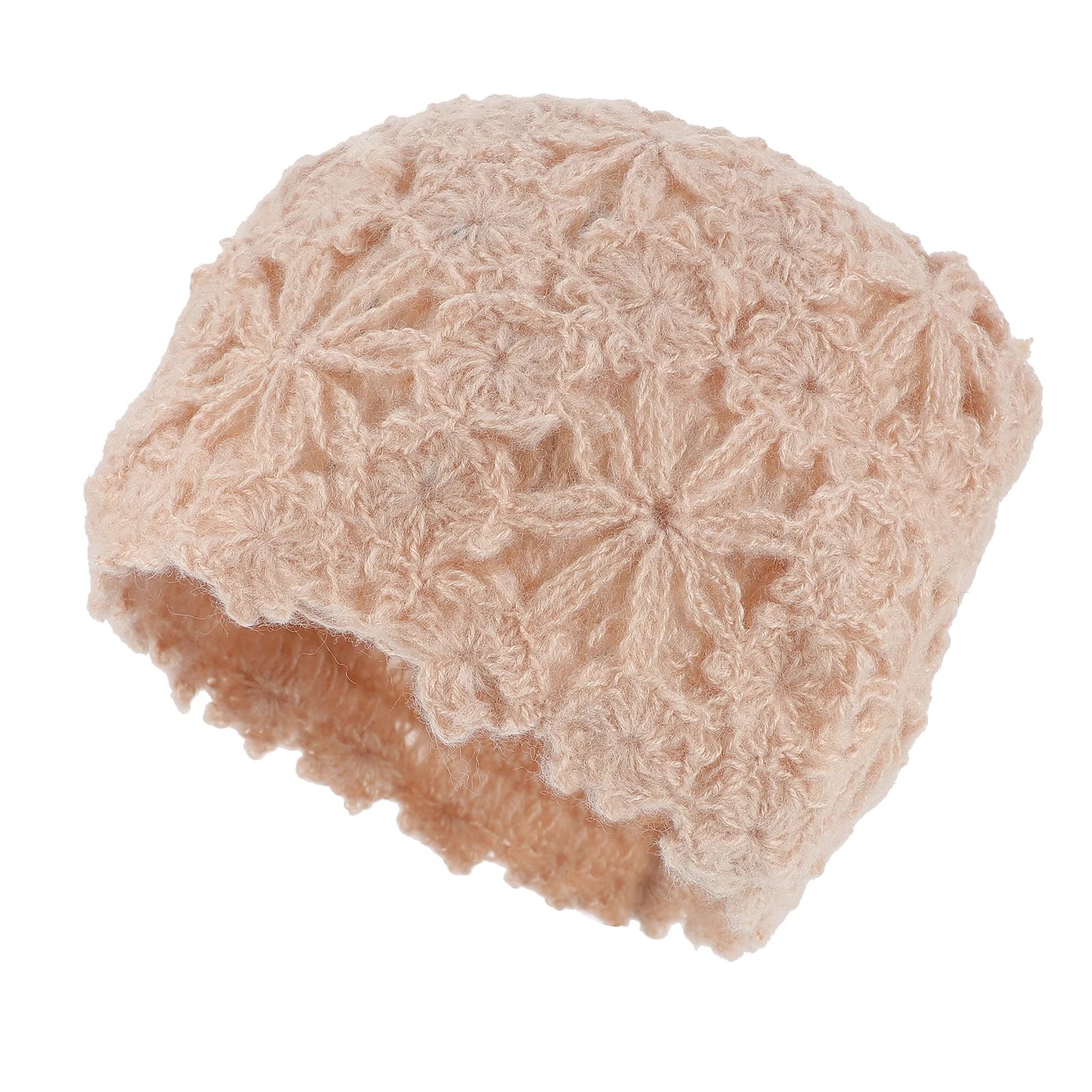 

Baotou Women Hat Knitted Beret Hollow Out Mohair Hats Lightweight Warm Cozy Female Winter Ski Snowboard Outdoor Activity