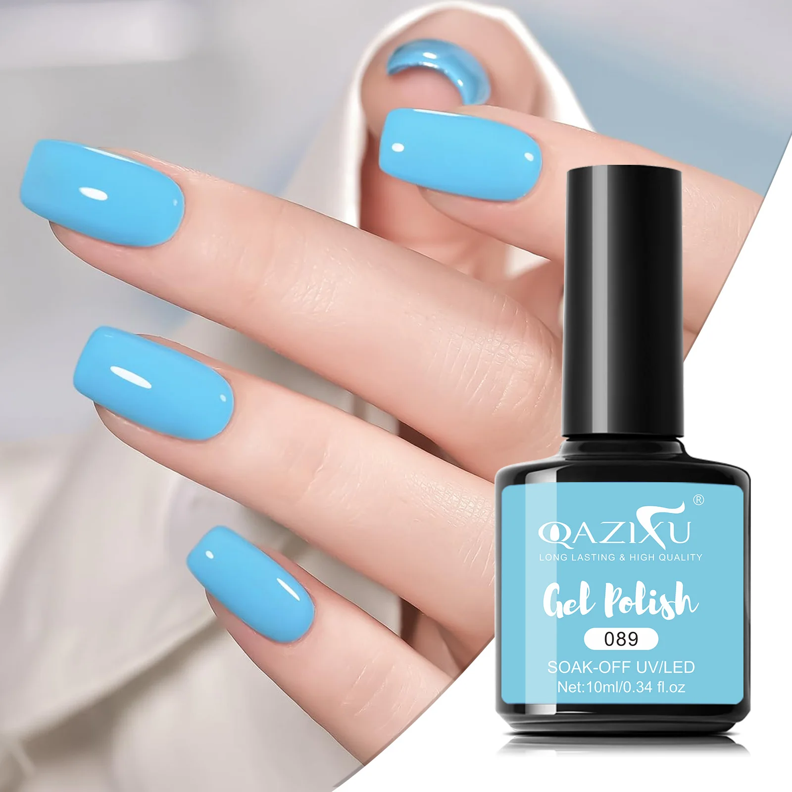 QAZIXU Sky Blue Nail Gel Polish Soak Off UV LED Semi Permanent Varnish Manicure Tools For Salon Nail Art DIY Popular Color