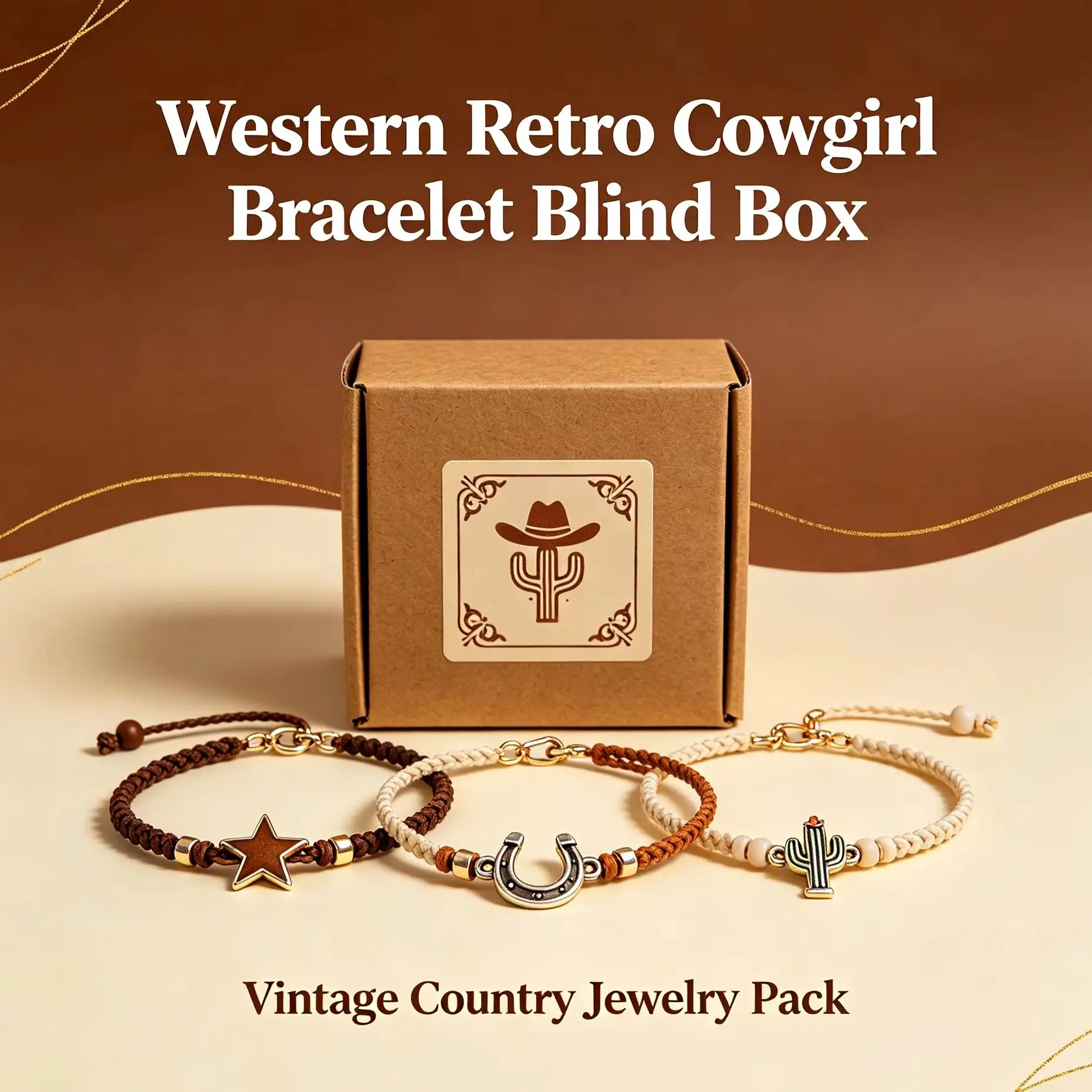 Western Retro Cowgirl Bracelet Blind Box Vintage Country Jewelry Pack