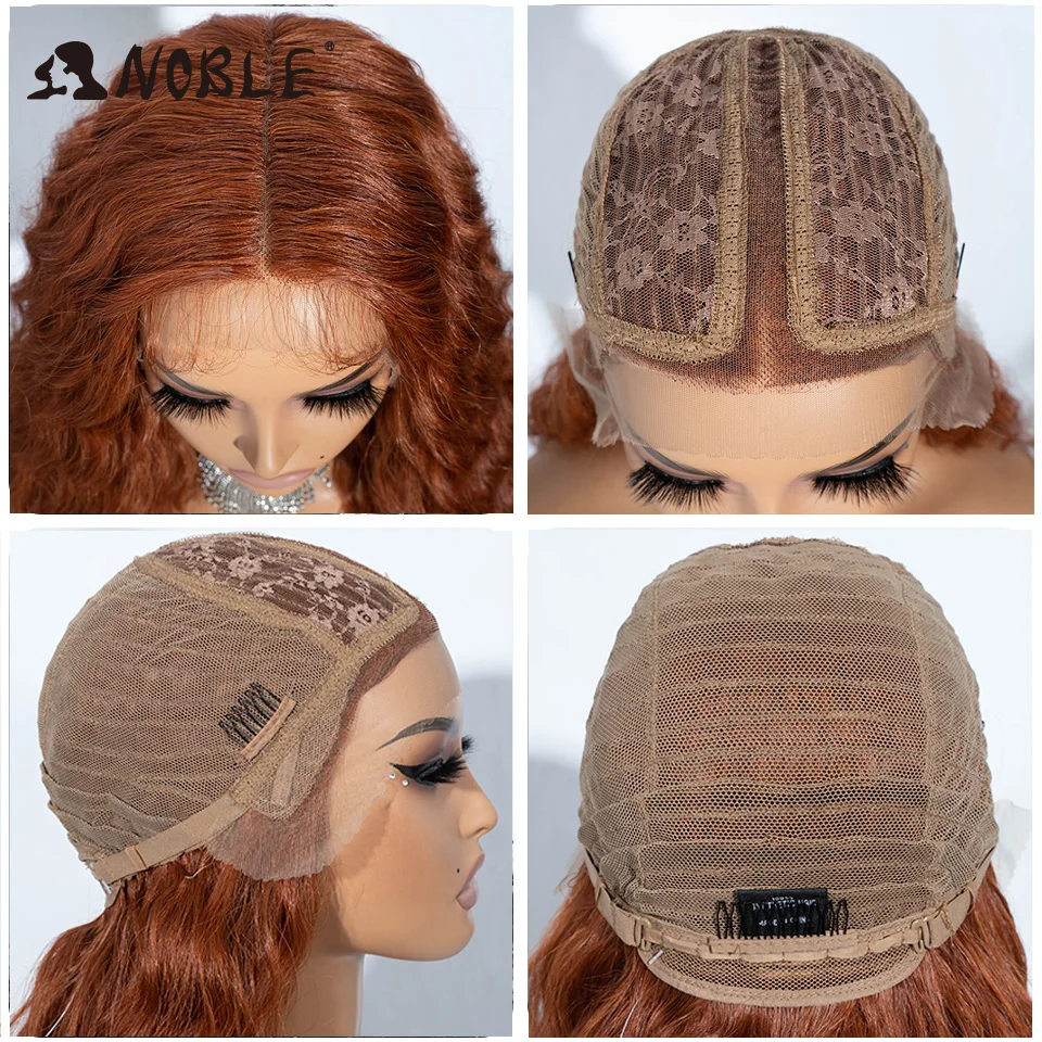 Perruque Lace Front Wig synthétique bouclée 20 pouces-Noble, perruque Lace Wig rouge à raie moyenne pour femmes, perruque Lace Front Wig blonde