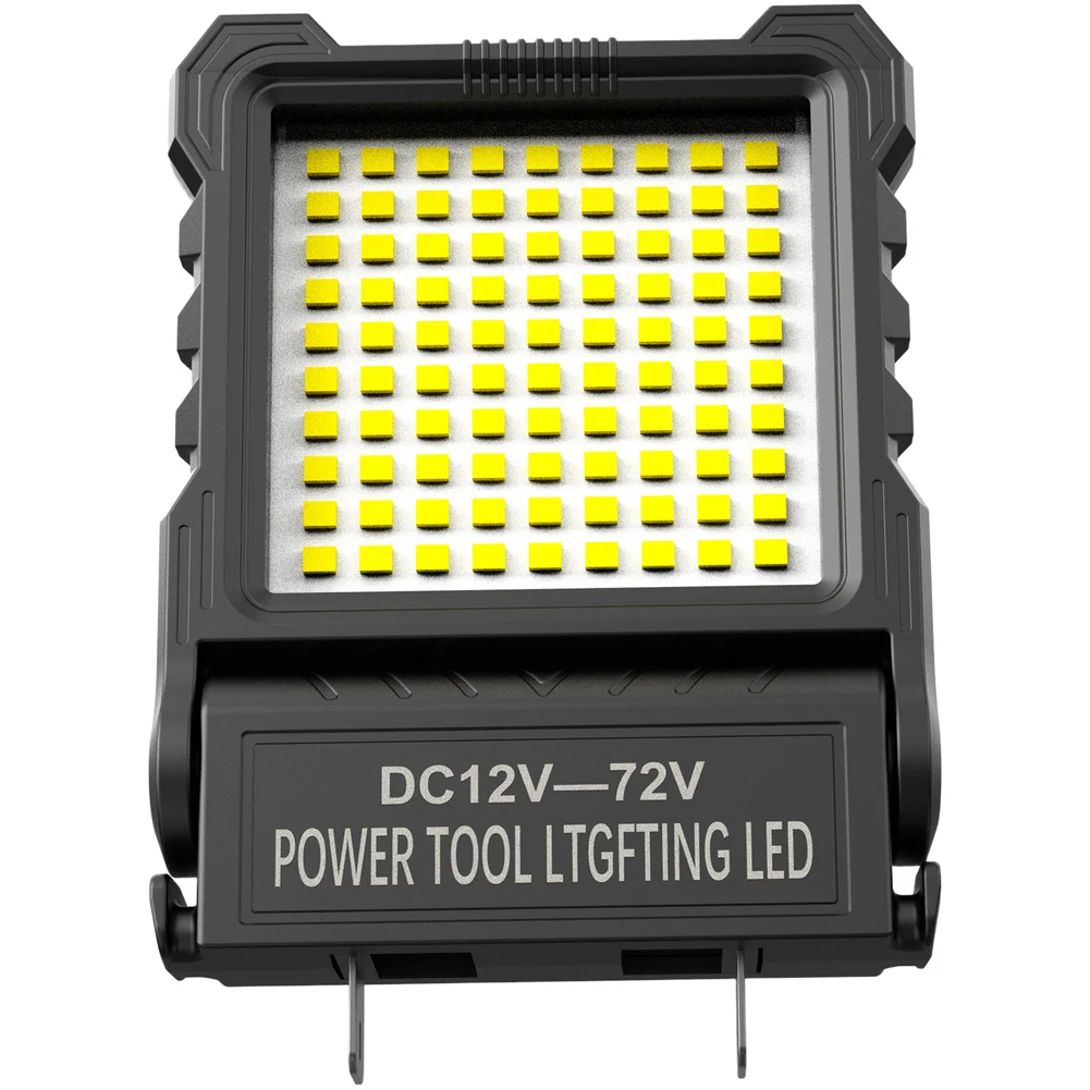 Rotatable LED Work Light 710LM For 12-72V Power Tool Battery Adjustable Pin Spacing 180 Degree Rotation Black ABS Lamp