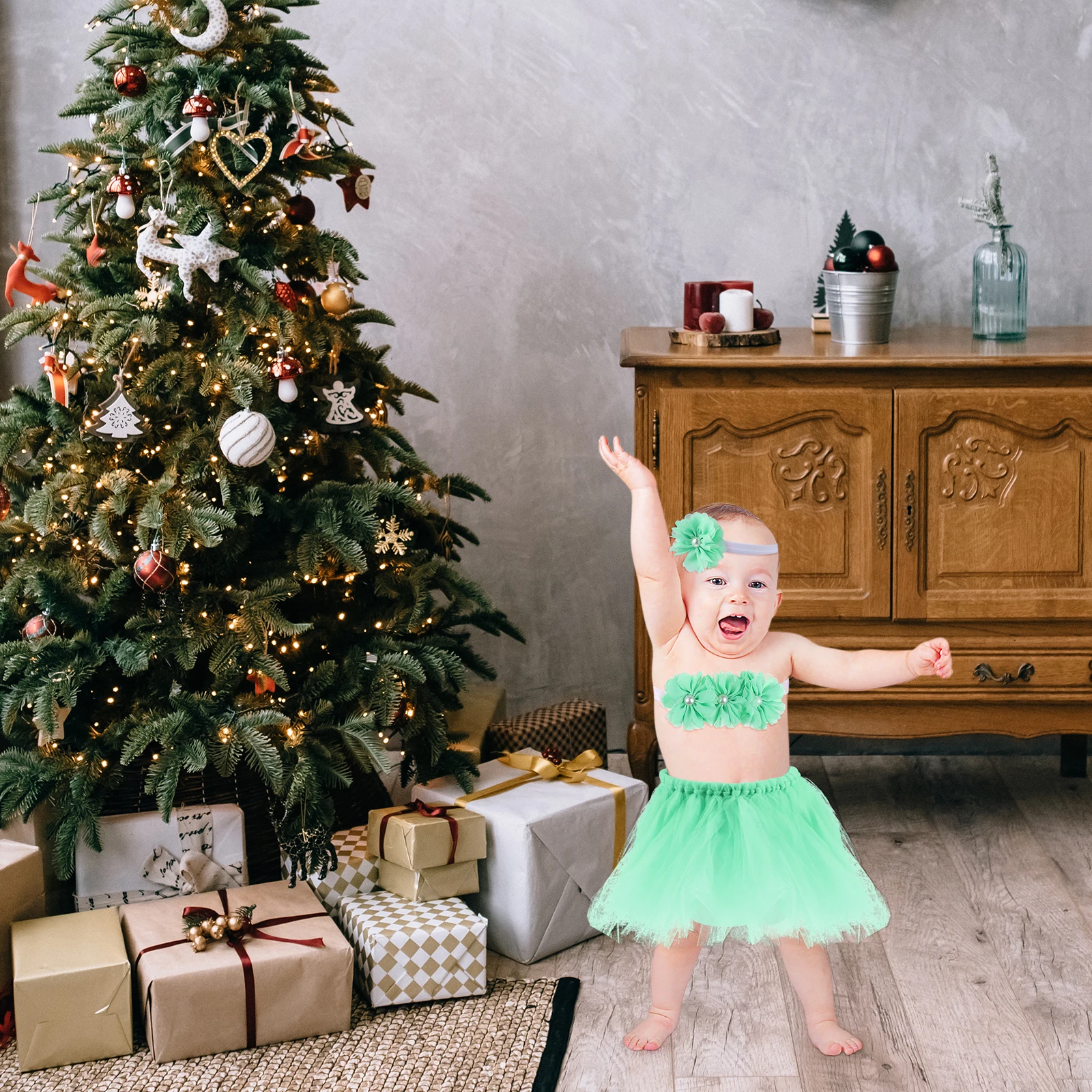 

1Set Infant Tutu Skirt Outfits 0-3 Months Cute Baby Girl Tulle Dress Set Soft Breathable Clothing for Daily Wear Photography