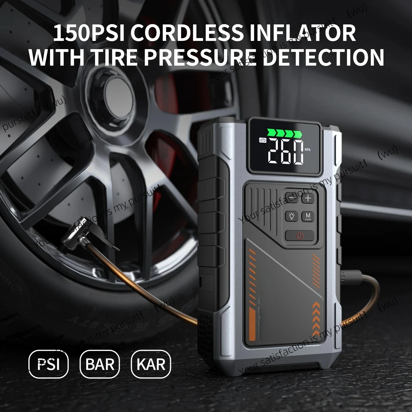 Portable Car Jump Starter With Air Compressor, 3000A Peak(7.5L Gas, 6.5L Diesel) , Jump Starter Battery PackWith150 PSl Tire Inf view 3