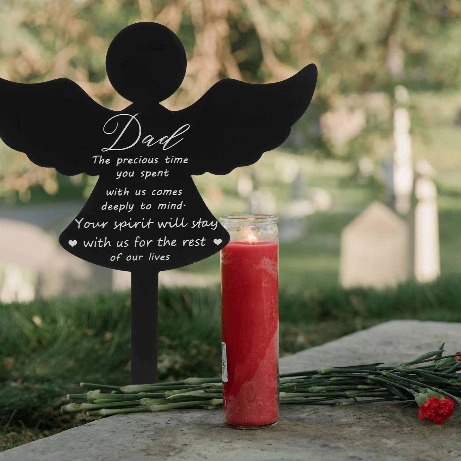 

Angel Cemetery Stake Memorial Decorations for Grave Dad Acrylic Ground Sculpture Garden Lawn Marker Plaques Outdoor Durability