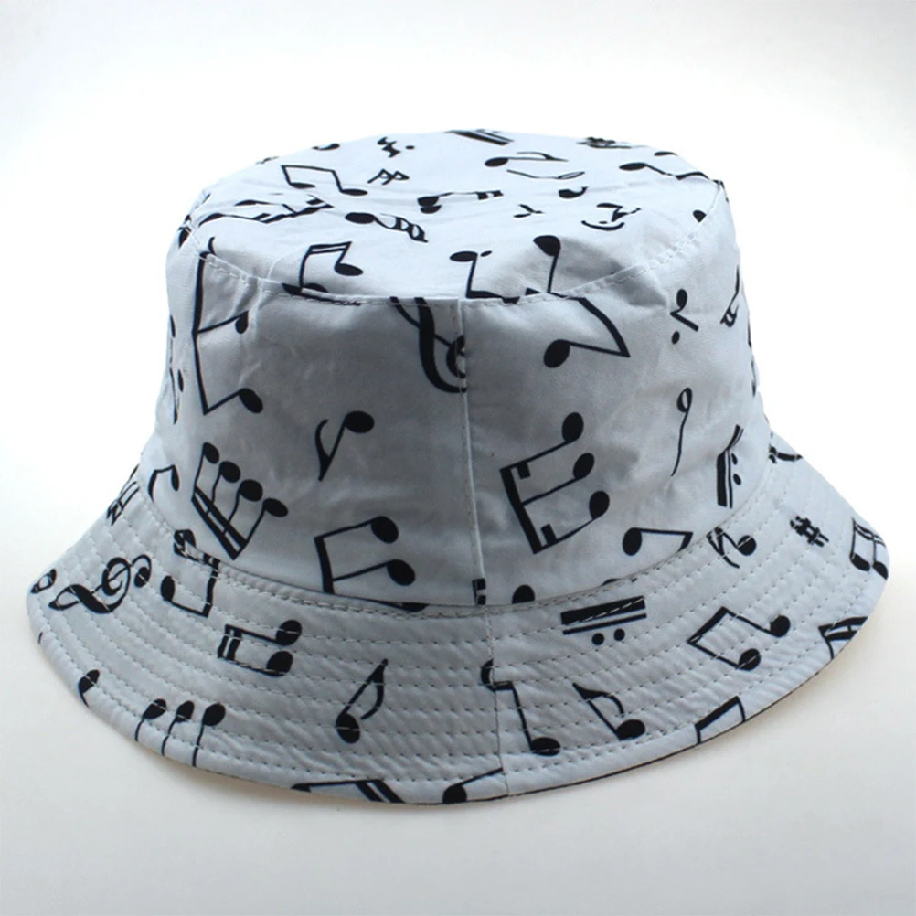 

Music Note Bucket Hat Sun Block Double Sided Cotton Breathable Travel Beach Outdoor Fishing Cycling Hiking Camping Touring Women