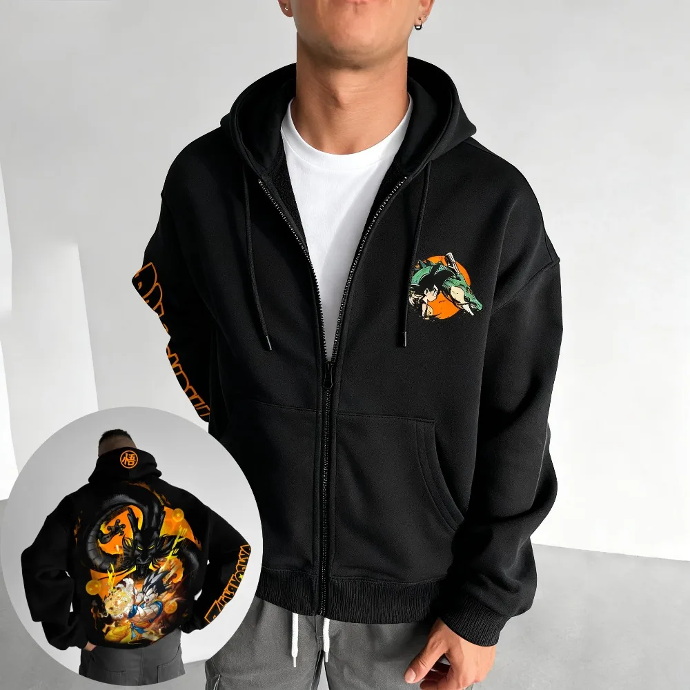 

Dragon Ball Men's Zipper Coat Hoodie Sweater Long-sleeved Jacket Son Goku Shenron Japan Anime Spring and Autumn Niche Trendy Top