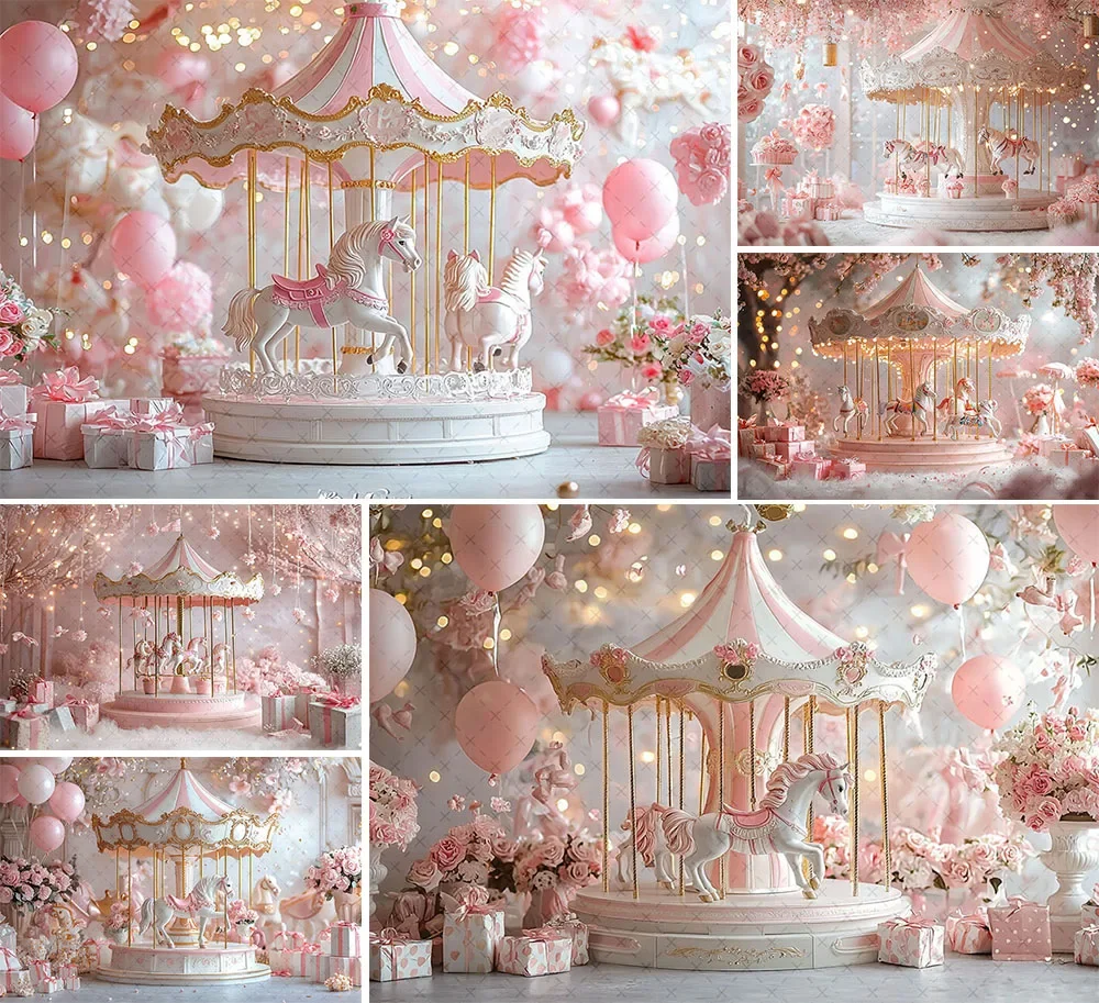 

Гобелен VIKAMA Dream Carousel, цветовая гамма: розовый, белый, золотой. Великолепный дизайн, машинная стирка, романтическая, успокаивающая, мечтательная атмосфера.