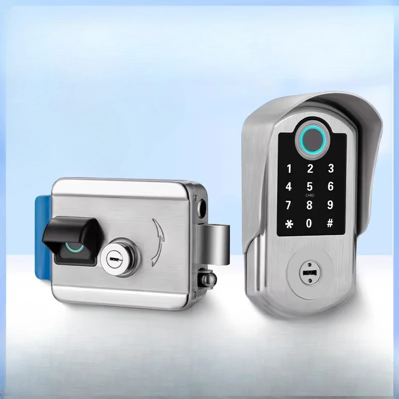 Outdoor waterproof fingerprint lock Smart password lock Stainless steel door Old-fashioned iron door