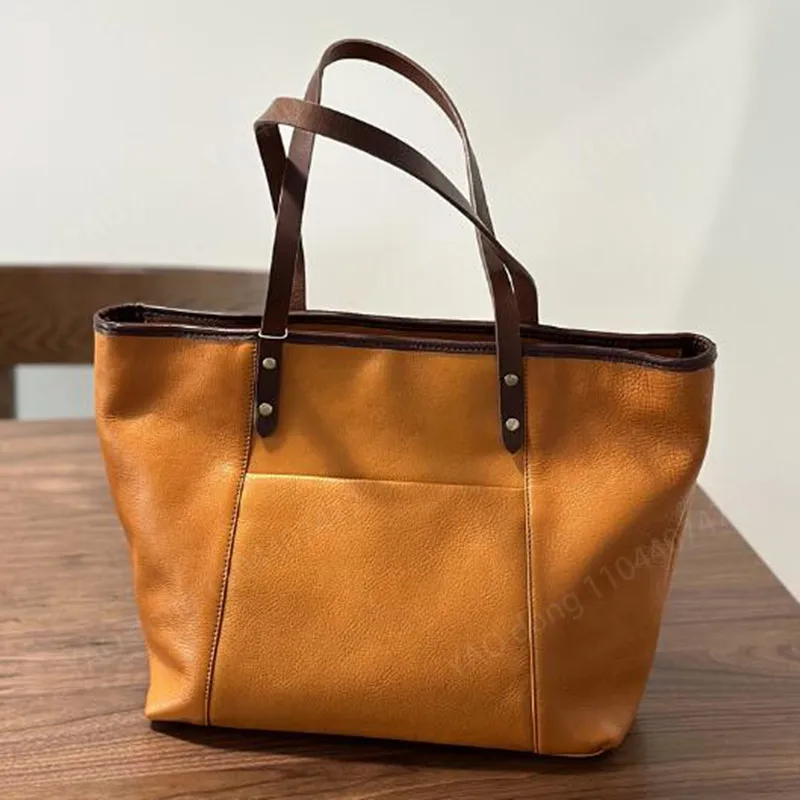 Yao Dong bolso de compras capa de cabeza de piel de vaca 2024 Otoño/Invierno bolso de cuero para mujer bolso de hombro de piel de vaca con pasta de árbol para ir al trabajo