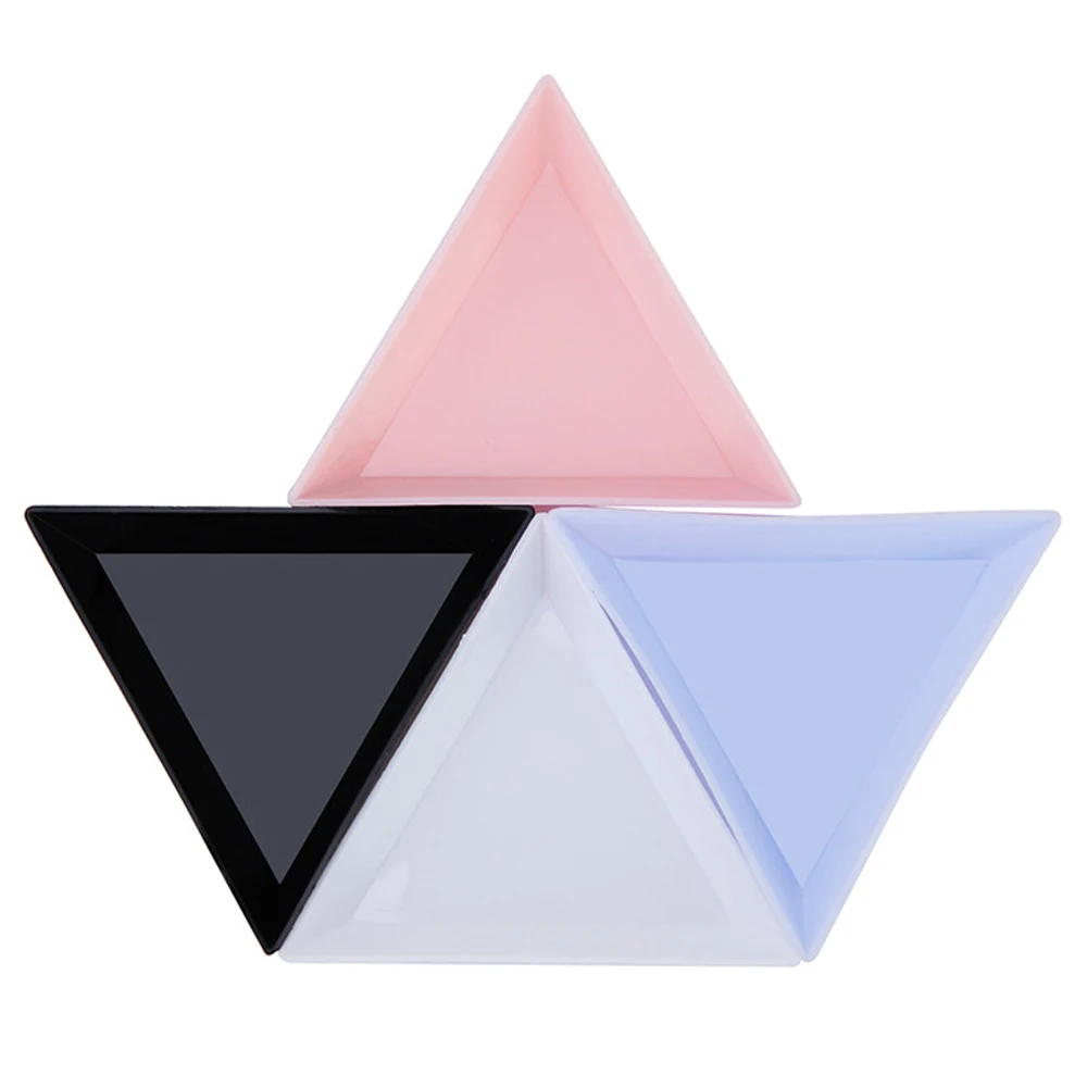 5Pcs Colorful Plastic Triangle Tray Nail Art Rhinestones Gems Crystal Beads Sorting Tray Jewelry Stotrage DIY Manicure Tool