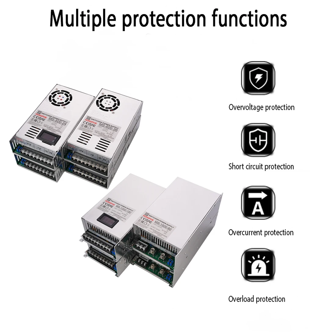 CE Adjustable Digital Display 500W 600W 1000W 1500W 12V-200V Switching Power Supply AC-DC Converter, for LED Drivers CCTV Motors