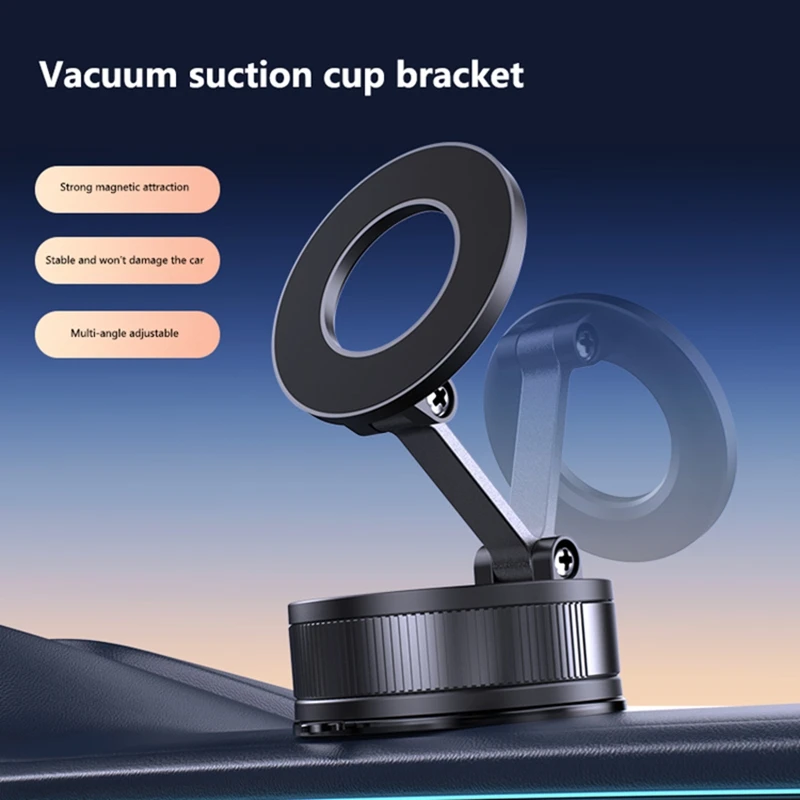 Strong Magnetic Phone Holder Foldable Design 360° Adjustable Vacuum Car Mount For Cell Phone For iphone Live Streaming 2026